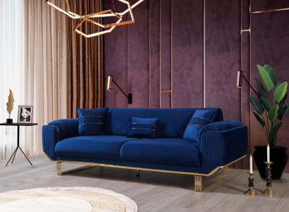 Luxus 3 Sitzer Sofa Wohnzimmer Blau Sofas Design Modern Couch Möbel